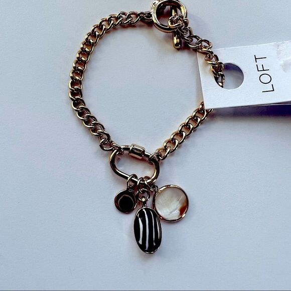 LOFT Bracelet Gold Tone Charm Accent Bracelet Toggle Closure - Picture 5 of 12